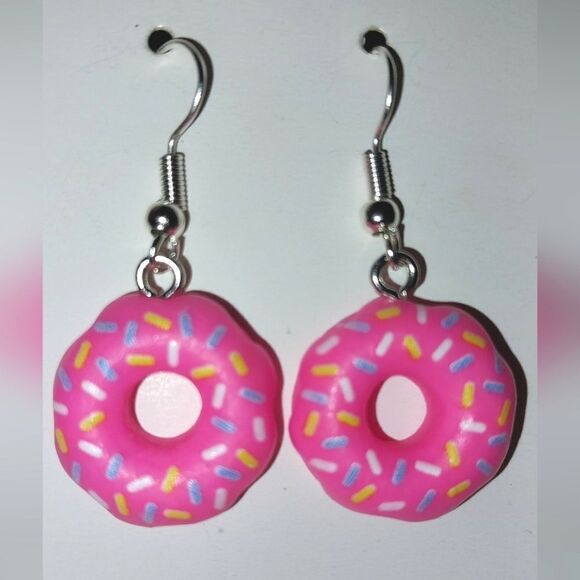 Hand crafted doughnut dangle earrings - Picture 7 of 7